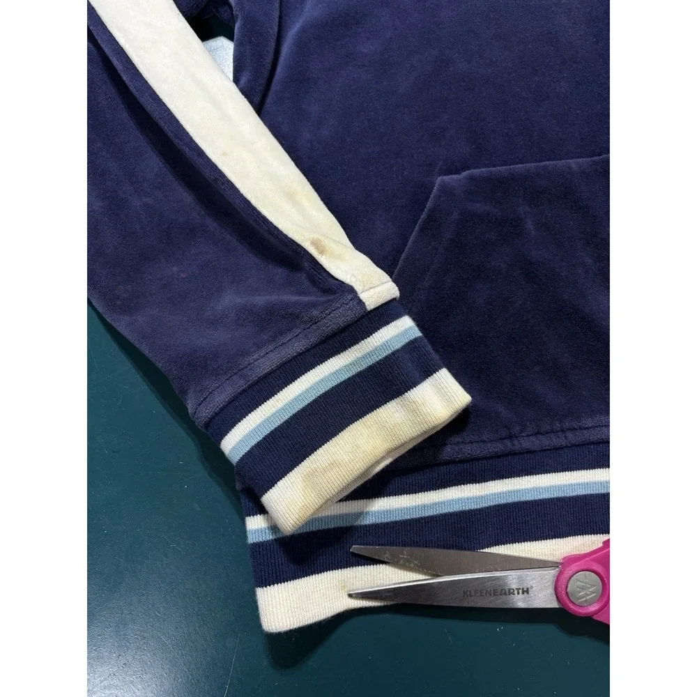 Vintage Nike Velour Tracksuit Womens M Blue Striped Jacket Pants Set Velvet Y2K